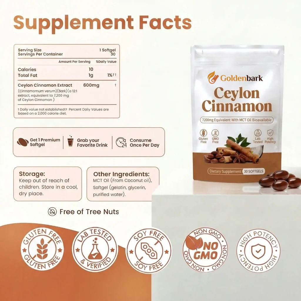 Goldenbark™ Ceylon Cinnamon 7200mg Equivalent with MCT Oil